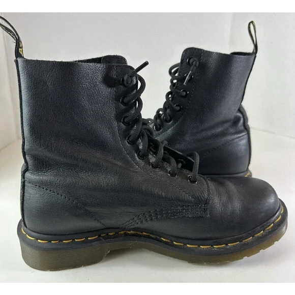 Doc Dr. Martens 1460 Virginia Soft Leather Boots Black Lace Up Women's Size 8 - Picture 13 of 14